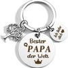 German Fathers Day Birthday Gift Bester Papa Der Welt Stainless Steel Keychain Stainless Steel Keychain for Backpack Bag Pendant