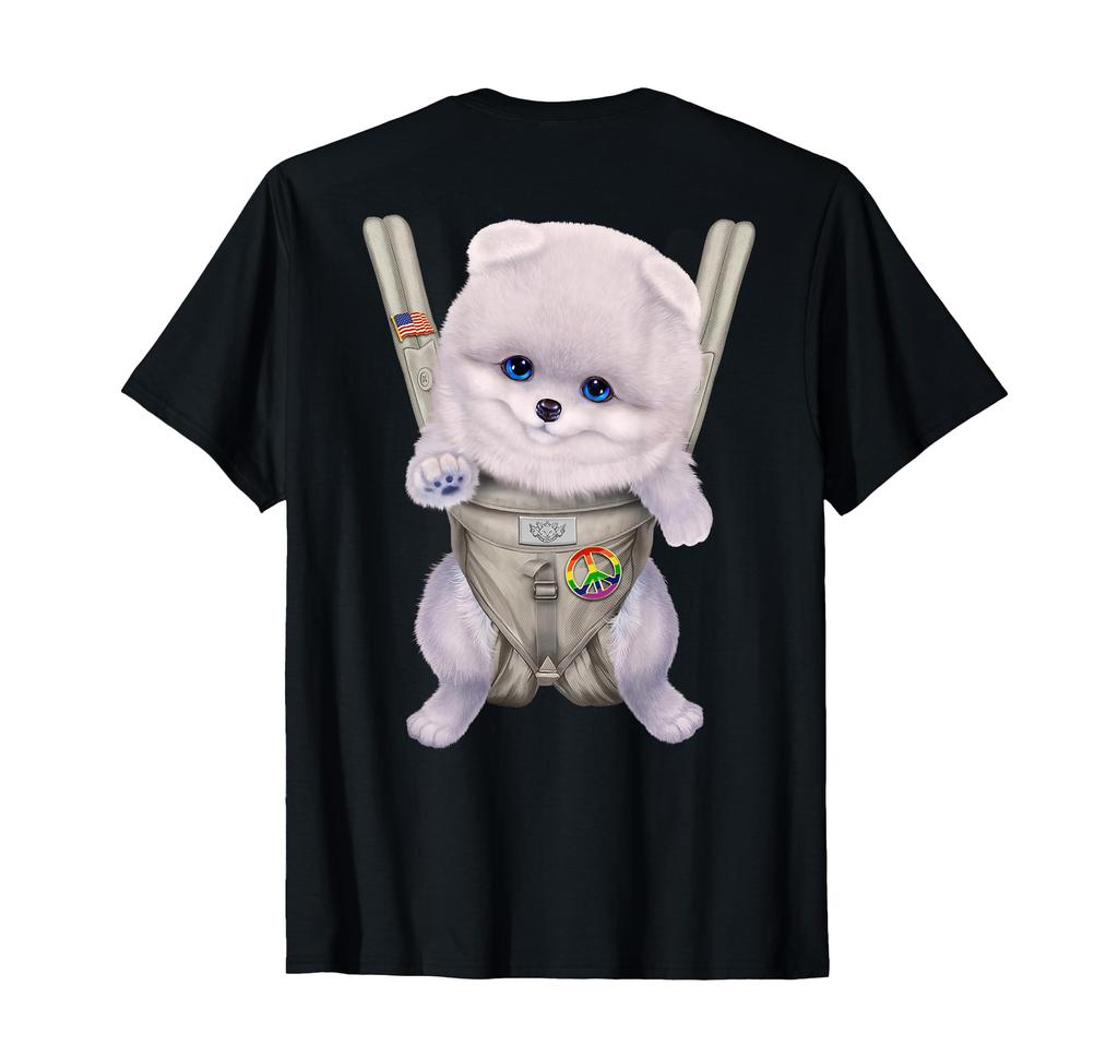 White Pomeranian Dog Carrying Baby Carrier T-Shirt
