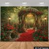 2D Roter Rosen-Garten-Pavillon Kulisse, Romantischer Hochzeitsfotografie Hintergrund