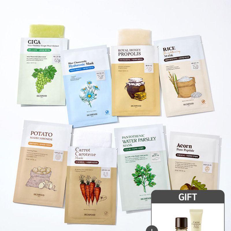 

[Морковный Эффектор 14мл + Крем 15мл Бесплатно] [10 Листов] Выберите из 8 типов тканевых масок (Moisture Soothing) Carrot Mask