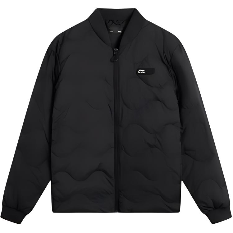 

Li-Ning Повседневная минималистичная однотонная куртка-пуховик с бейсбольным воротником для мужчин, куртки, черная AYMU357-1 S