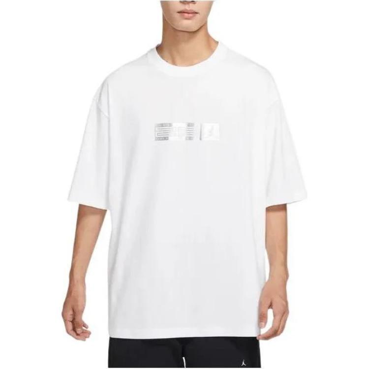 Jordan T Shirts Men's White Crew Neck Moderate Straight Fit DX4251-100