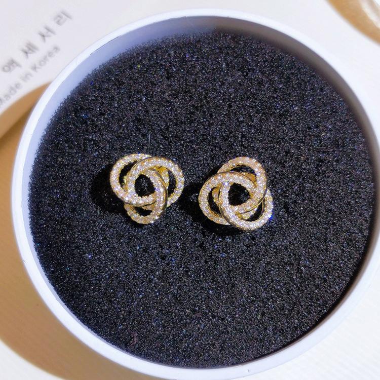 Full Diamond Design Stud Earrings Women S Exquisite Small Earrings Women S French Romantic Fairy Earrings