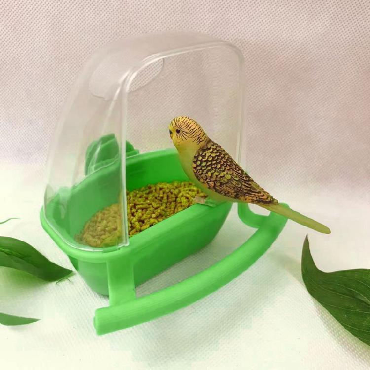 Bird Feeder for Cage with Perch Food Dispenser No Mess Plastic Food Container