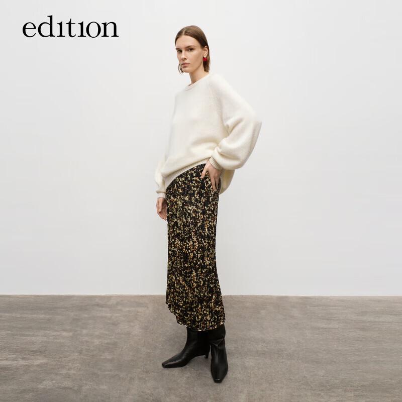 Ретро-издание Цветочная плиссированная ацетатная длинная юбка S (160cm)