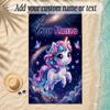 Unicorn Theme Soft Beach Towel Personalized Custom Name Text Towel Portable for Beach Pool Travel