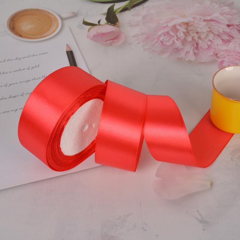 

Поставка 4 см полиэстеровая лента для свадебных стульев лента для упаковки букетов цветов лента 163 #watermelon red