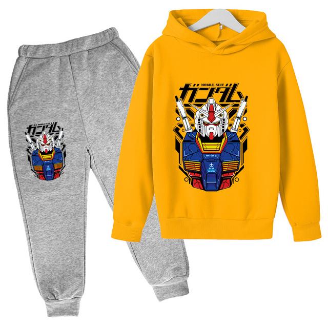 2025 Gundam Casual Kids Clothes 2 Piece Hoodies Set Clothing Cool Girls Clothing Boys Tracksuit Children Baby Clothes