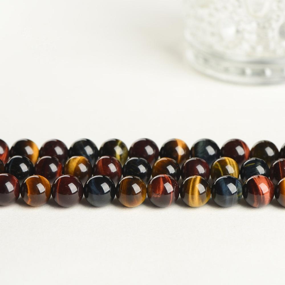 Multicolor Tiger Eye Natural Stone Red Blue Beads 15"Strand Smooth Loose Spacer Beads 4/6/8/10/12mm for Jewelry Making DIY Bracelets Accessories