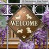2D Flat, 1pc Vintage Dog Paw & Puppy Metal Wall Sign - Cute Puppies & Dog Paw Prints Aluminum Housewarming Gift Suitable for Front Door, Entryway