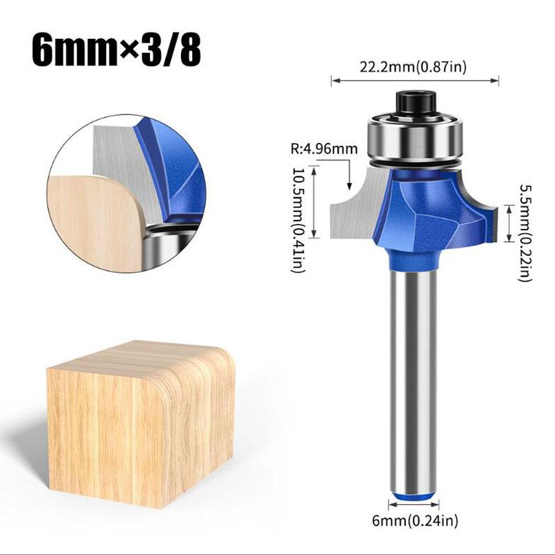 1/4 polegada haste 6 mm azul roundover roteador bit conjunto carboneto madeira roteador bits para marcenaria