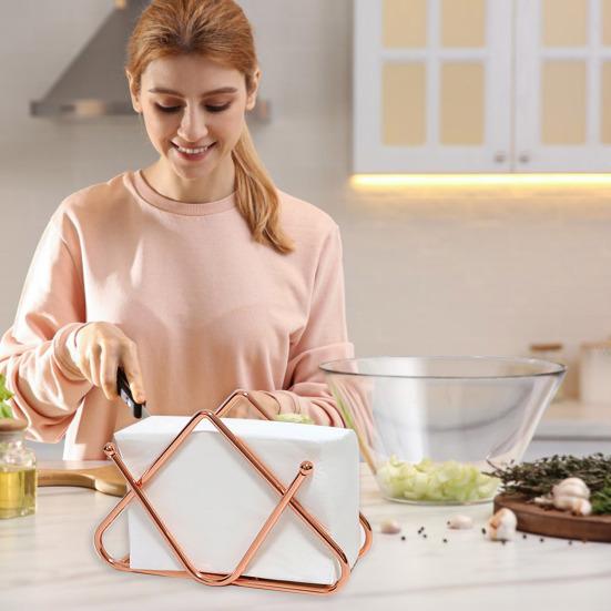 Iron Paper Towel Holder Triangle Shape Stainless Large Capacity Polished No Deformation Bar Office Kitchen Table Napkin Holder Napkin Dispenser