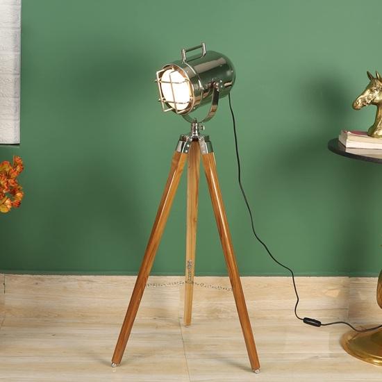 93.98 Cm Wooden Tripod Spotlight Industrial Nautical Searchlight for Home, Office, Livingroom, Bedroom, Diningroom Decor