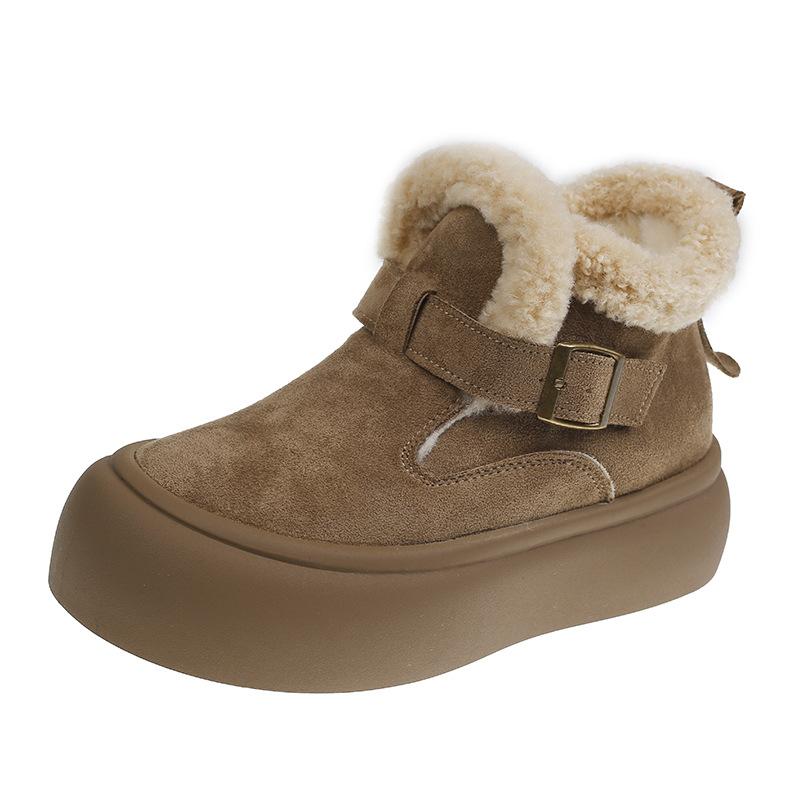 New Thick-soled Snow Boots for Women, Fleece Cotton Boots, Versatile, Anti-slip and Warm Cotton Shoes