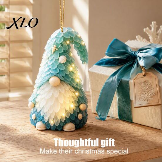 Decorative Animal Shaped Ornaments Blue Glass House Christmas Hanging Ornament, Acrylic Double Side Thoughtful Gift Ideas Printed Tree Decor Pendant,