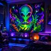 Psychedelische Alien-Wandteppich Sci-Fi Ästhetik Alien-Wandteppich im Neon-Stil Fluoreszierendes Psychedelisches Wandbehang