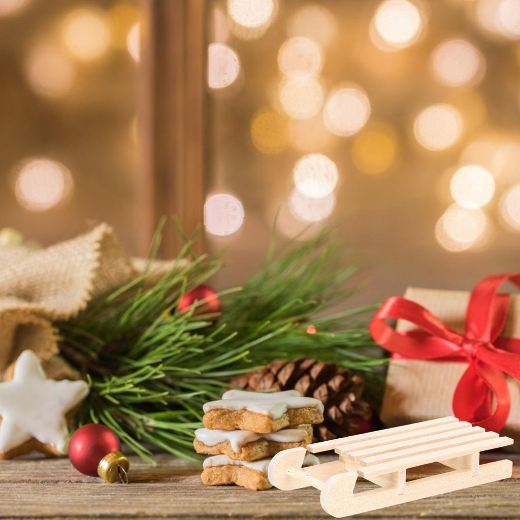 3Pcs Mini Wooden Sleigh Xmas Decoration Unfinished Wood Sled Crafts Home Decor Tabletop Ornament Unfinished Wood Sleigh