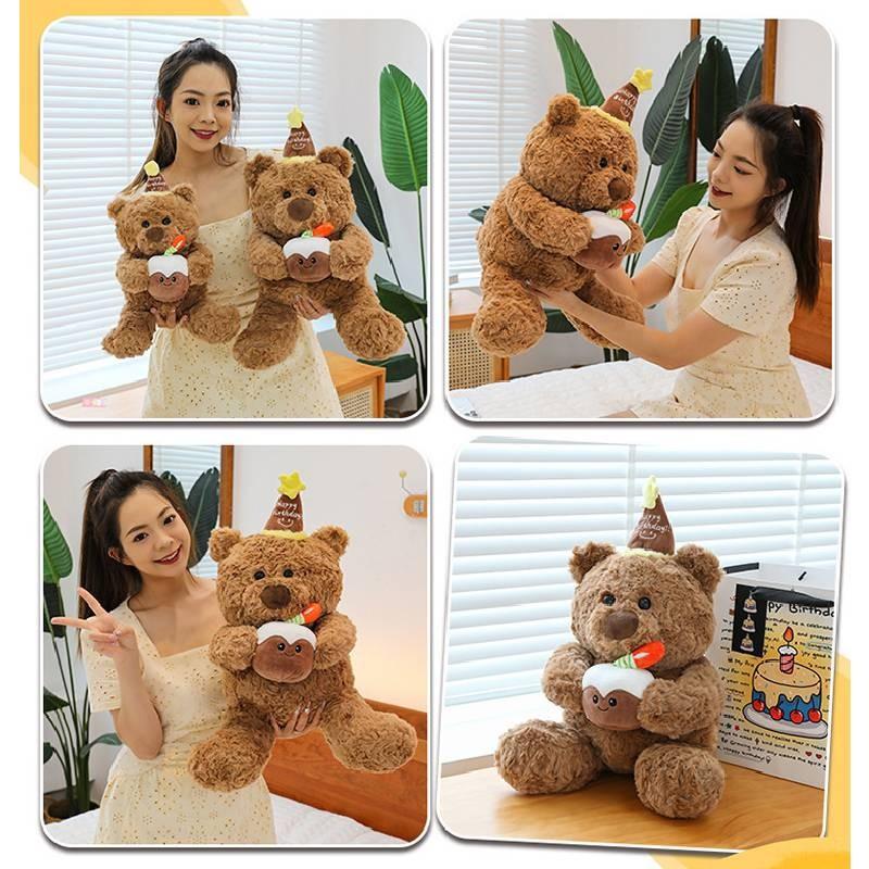 Adorable Cake Bear Plush Toy For Kids Birthday Gift Cute Stuffed Animal Doll