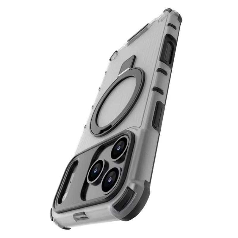Hybrid Armor For Magsafe Case for iPhone 17 Air 16 15 14 Plus 13 12 11 Pro Max Magnetic Metal Bracket Translucent Matte Cover