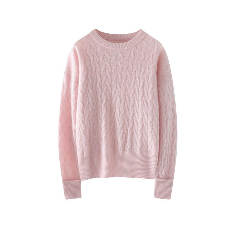 Women's 100% Pure Cashmere Cable Knit Loose Pullover Sweater - Autumn/Winter Luxury Fashion