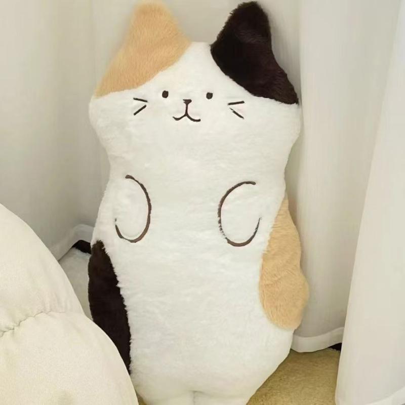 Kawaii Cat Plush Toy Soft Long Animal Pillow Big Fat Belly Cat Stuffed Nap Cushion Birthday Gift Doll Bedroom Living Room Decor