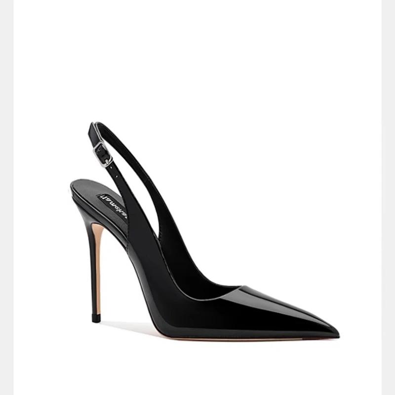 Fashion Sexy Ultra-high Heels Pointed Sandals Elegant Summer Patent Leather Suspender High Heels Trendy Dress Banquet Women's Shoes