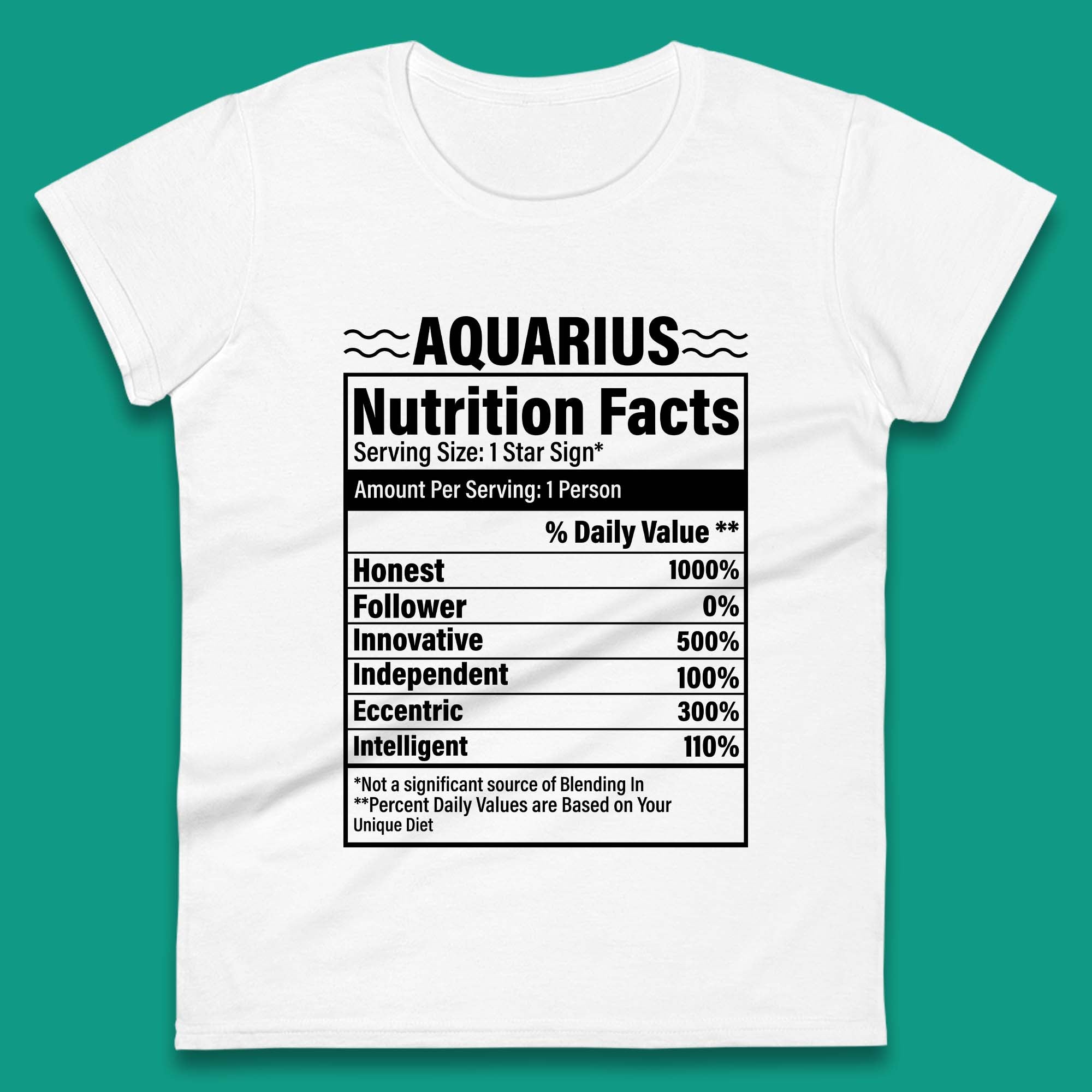 Aquarius Nutrition Facts Womens T-Shirt Mens Tops Tees Unisex XL