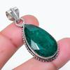 Natural Emerald(Simulated) Gemstone 925 Sterling Silver Pendant 1.69" AP-14845