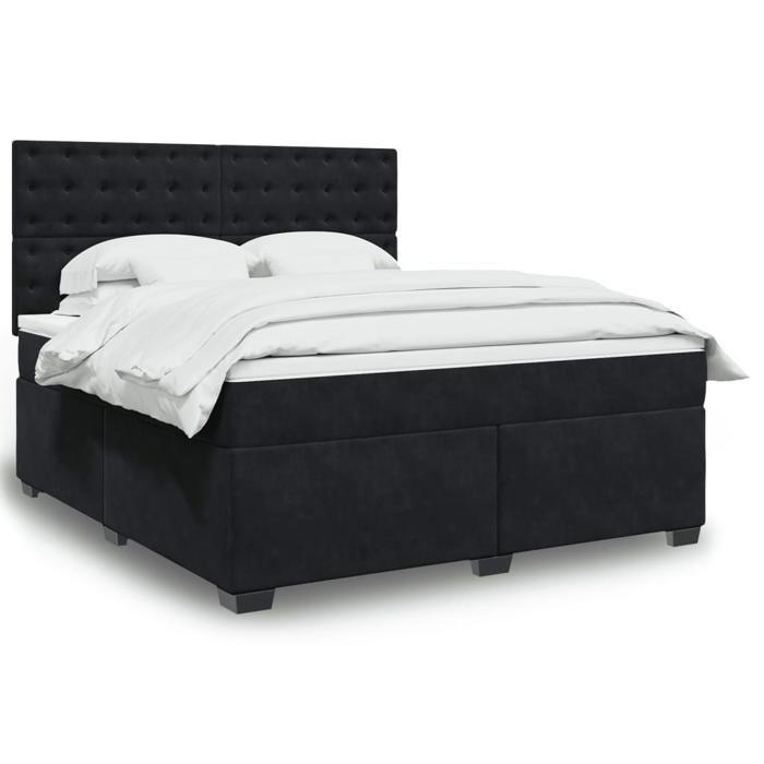 VidaXL Slat Bed Base with Mattress Black 180x200 Cm Velvet 3290992