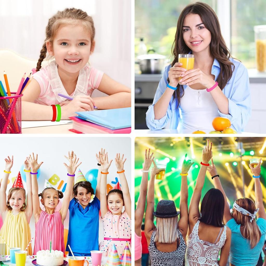 Morcheiong Colored Rubber Bracelets - 100pcs Blank Silicone Wristbands for Men Women and Teens