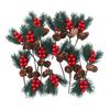10 Pcs Artificial Pine Needles Branches with Red Berry Mini Pinecone Picks for Gift Wrapping Crafts Holiday Wreath Christmas Tree Decor