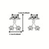 A pair of silver-plated lady cat cat claw rear hanging stud earrings personalized creative design cute pet exquisite and sweet