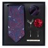 Tie Men'S Net Color Striped Cashew Flower Men'S Tie High Sense 6-Piece Gift Box Men'S Suit Accessories