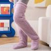 Womens Over Knee High Fuzzy Socks Cute Cartoon Thigh High Stockings Warm Solid Color Leg Warmers Christmas
