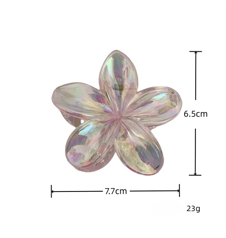 Gradient Flower Hair Claw Women Girls Sweet Acrylic Hair Claw Summer Vacation Hair Crab Clamp Hawaiian Headwear Styling Barrette
