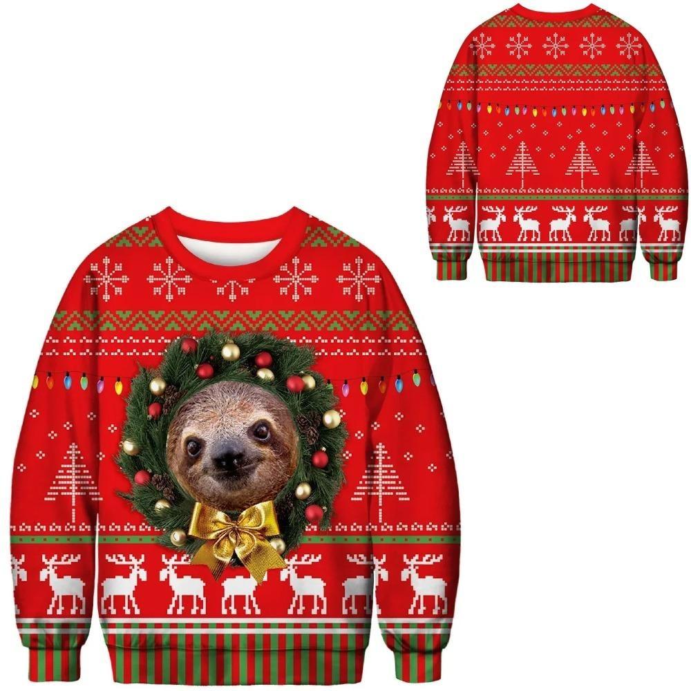 Karneval Weihnachten Mode Herren Damen Pullover Grünes Pelzmonster Druck Pullover Cartoon Lässig Sweatshirt t-shirt Kleidung