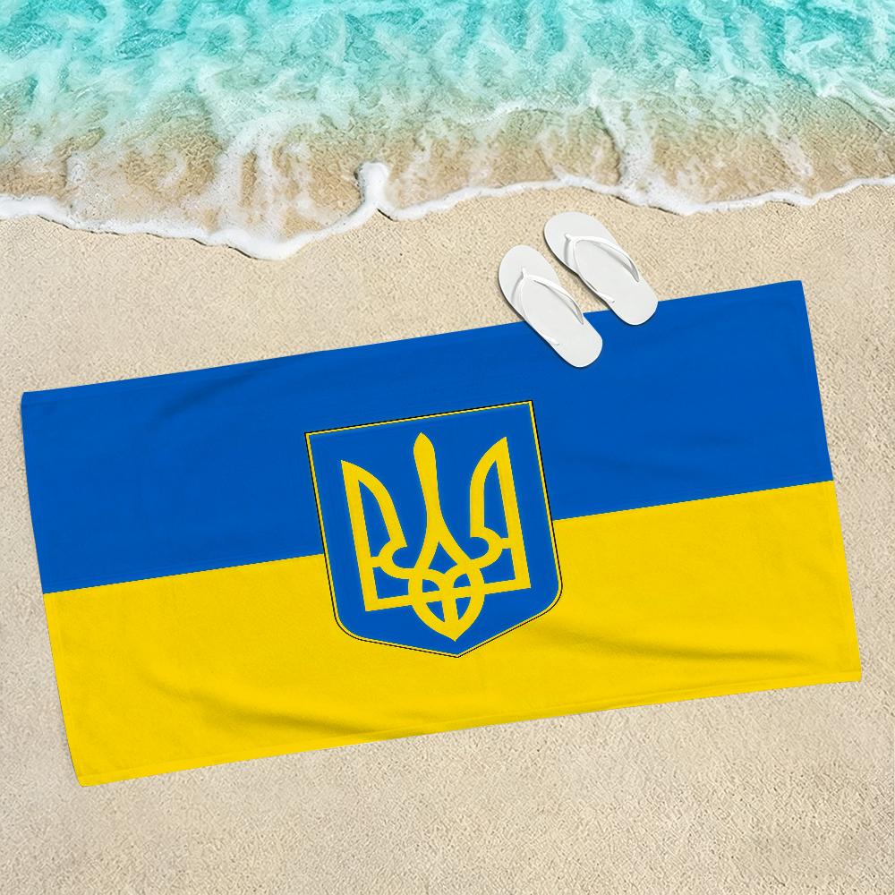 Flag Ukraine Towel Soft Lightweight Anti-Sand Large Beach Towel Quick-Drying Bath Sports Family