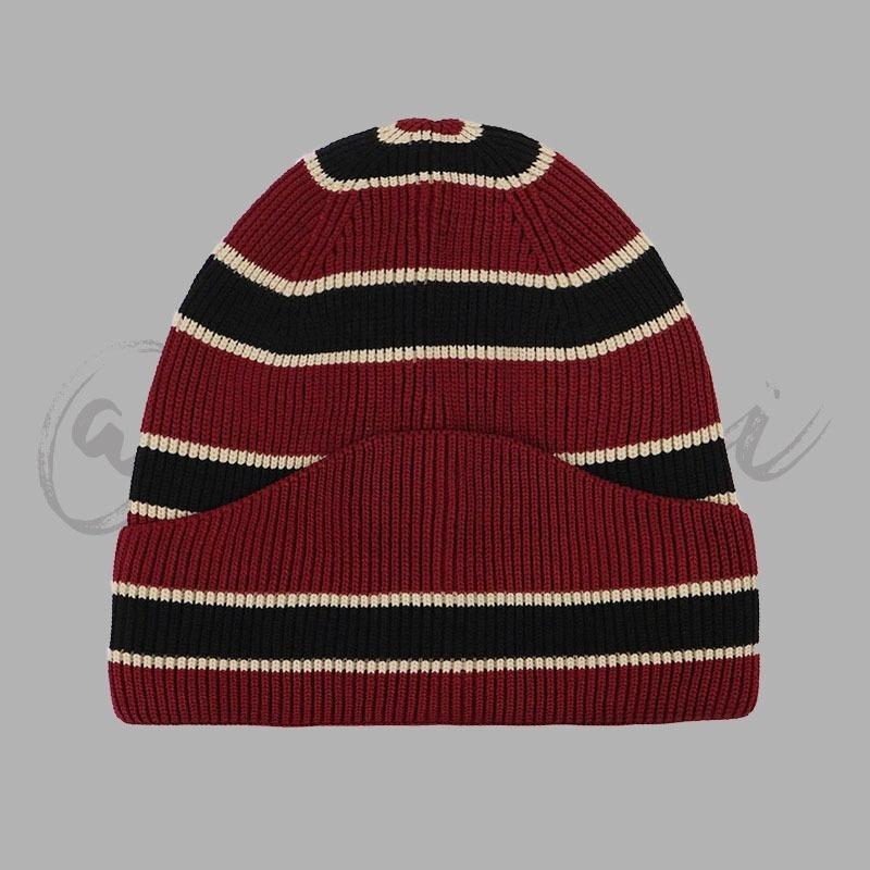 Autumn and Winter Patchwork Striped Keep Warm Knitted Hat Men Women Fashion Color Block Versatile Irregular Knitted Mao Line Hat
