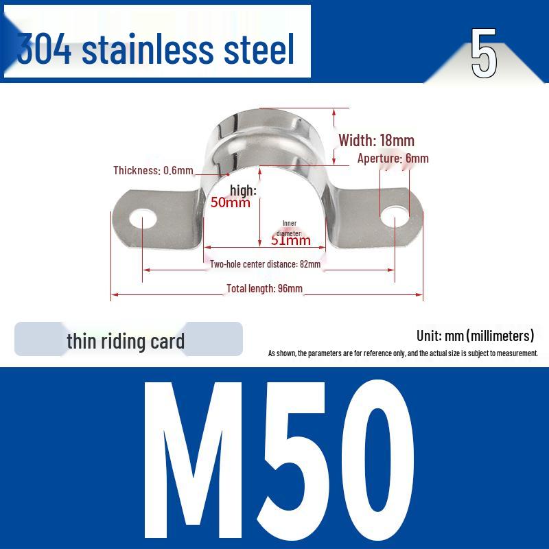 304 Stainless Steel U-Bolt Pipe Clamp Bracket - Pipe & Hose Clip Snap-on Hoop