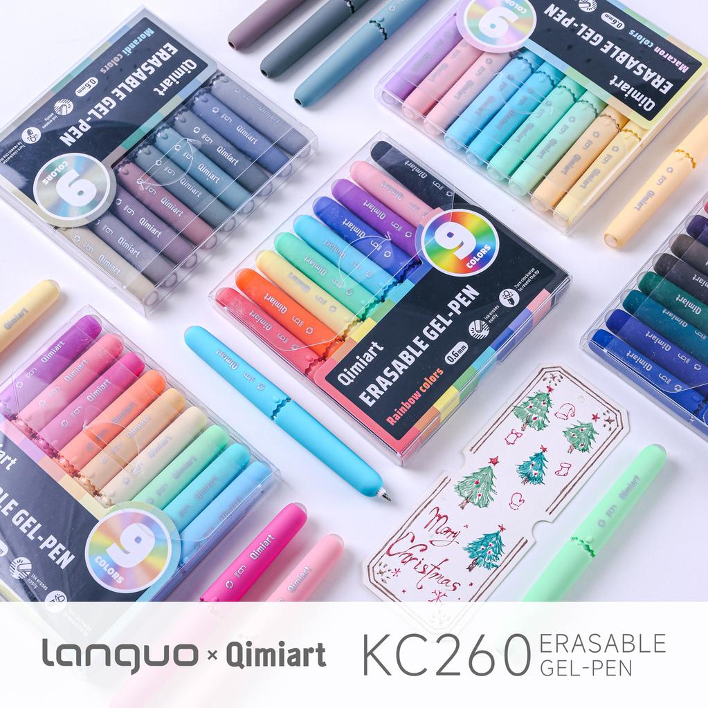 LANGUO 45/9 Colors Erasable Gel Pen 0.6mm Fine Point Erasable Pens Twist Smooth Writing Drawing Painting School Office Supplies