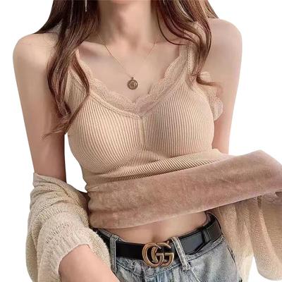 KEWJYUE et Froid Simple Détachable et Élégant pour Superposition Hivernale Camisole Doublée Polaire, Chaud, Mignon, Confortable, Protection, Tendance, Extensible,
