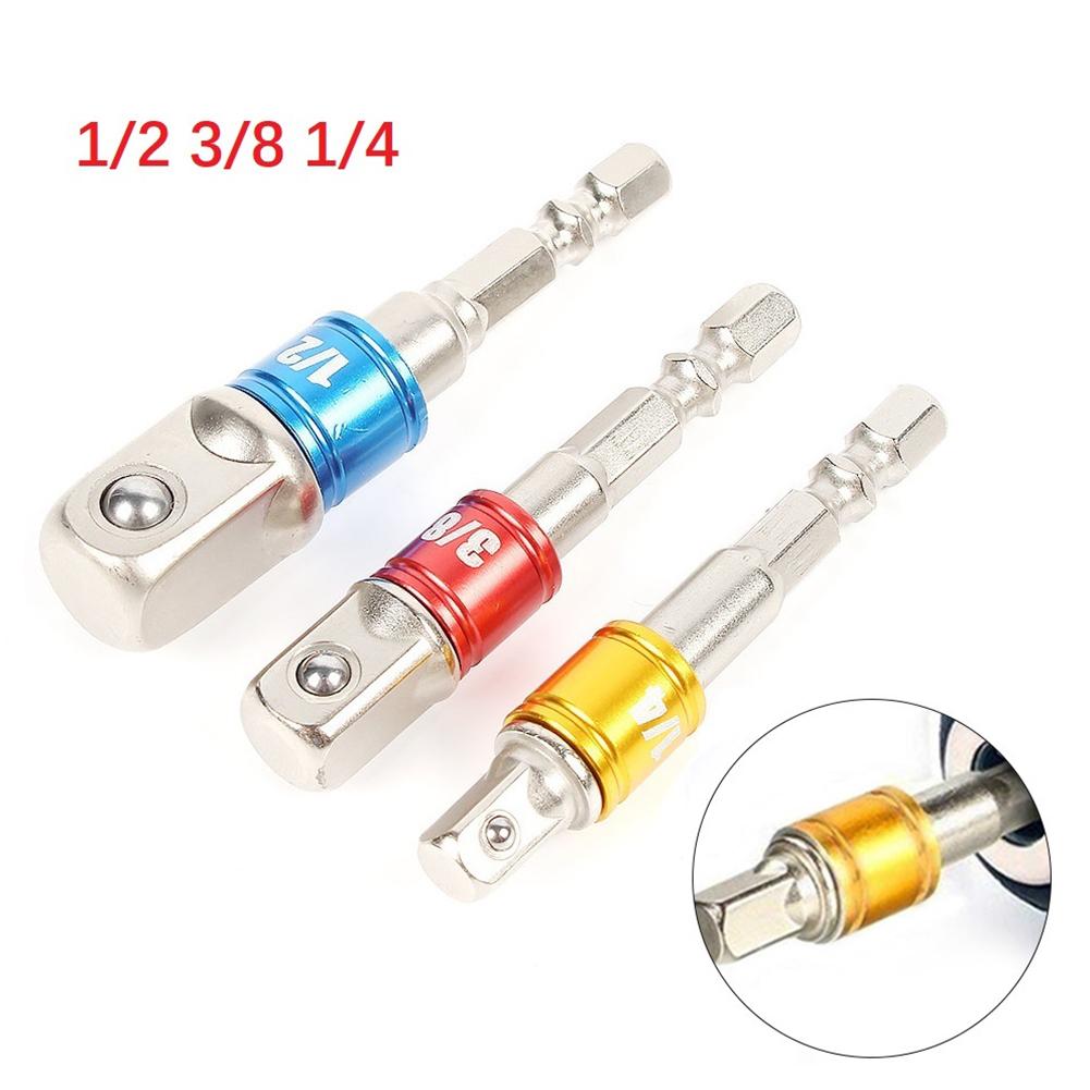 Set Adaptor Soclu Burghiu Coadă Hexagonală Pentru Mașină de Înșurubat cu Impact - Extensie Bară Biți Burghiu Soclu Pătrat, 1/4", 3/8", 1/2 Inch