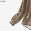 ZANZEA Women Plaid Print Casual Long Sleeve Loose Blouse