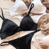 Set intimo estivo da donna, reggiseno senza ferretto con coppa triangolare in seta sexy, bralette francese, reggiseno e perizoma senza cuciture