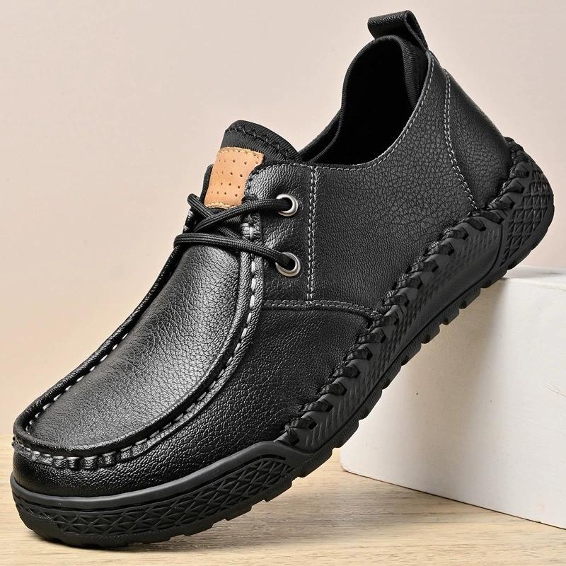 

New Casual Business Shoes for Men Flats Leather Footwear Men s Leisure Derby Shoe Businessmen Dress Formal Loafer 38 чёрный