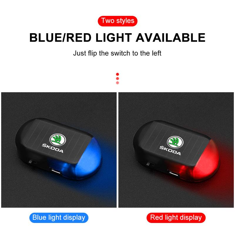 GR Gazoo Racing Car Solar Powered Wireless Anti-Theft Caution Lamp LED Flashing Light for Skoda Octavia A4 A5 MK2 Fabia Kamiq Kapoq Kodiaq Rapid SCALA