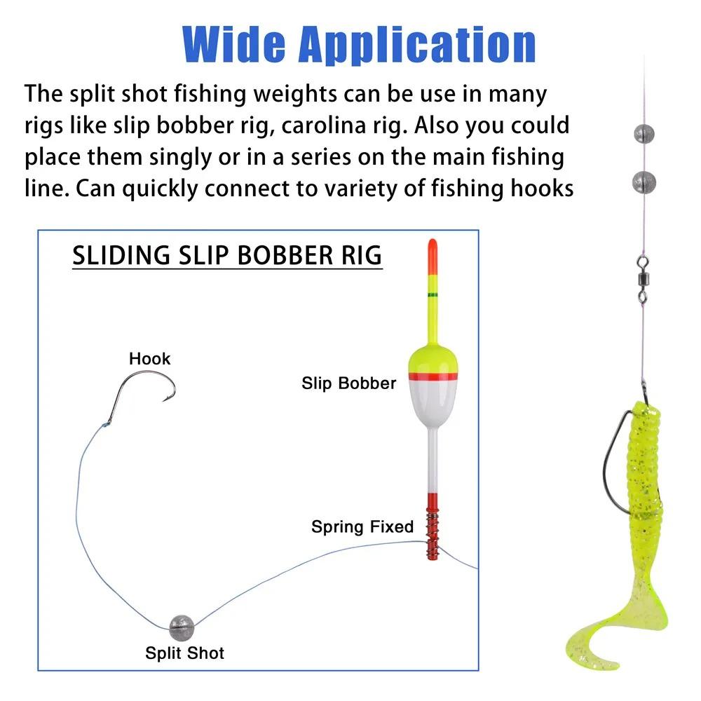 Fishing Jig Rig Accessories Equipment 100Gram 205pcs Box Round Split Shot Fishing Weights Removable Fishing Sinkers
