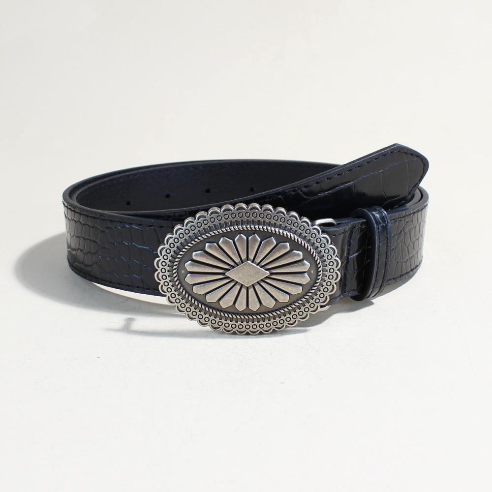 

Американский ретро-ремень с гравированной пряжкой для женских джинсов, индивидуальный ремень для субкультуры, высококачественный красный ремень для женщин 105cm Length