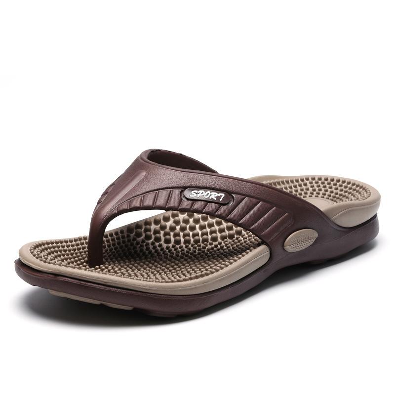 Men's flip-flops massage bottom color matching large size beach slippers outdoor leisure foot pinching lightweight