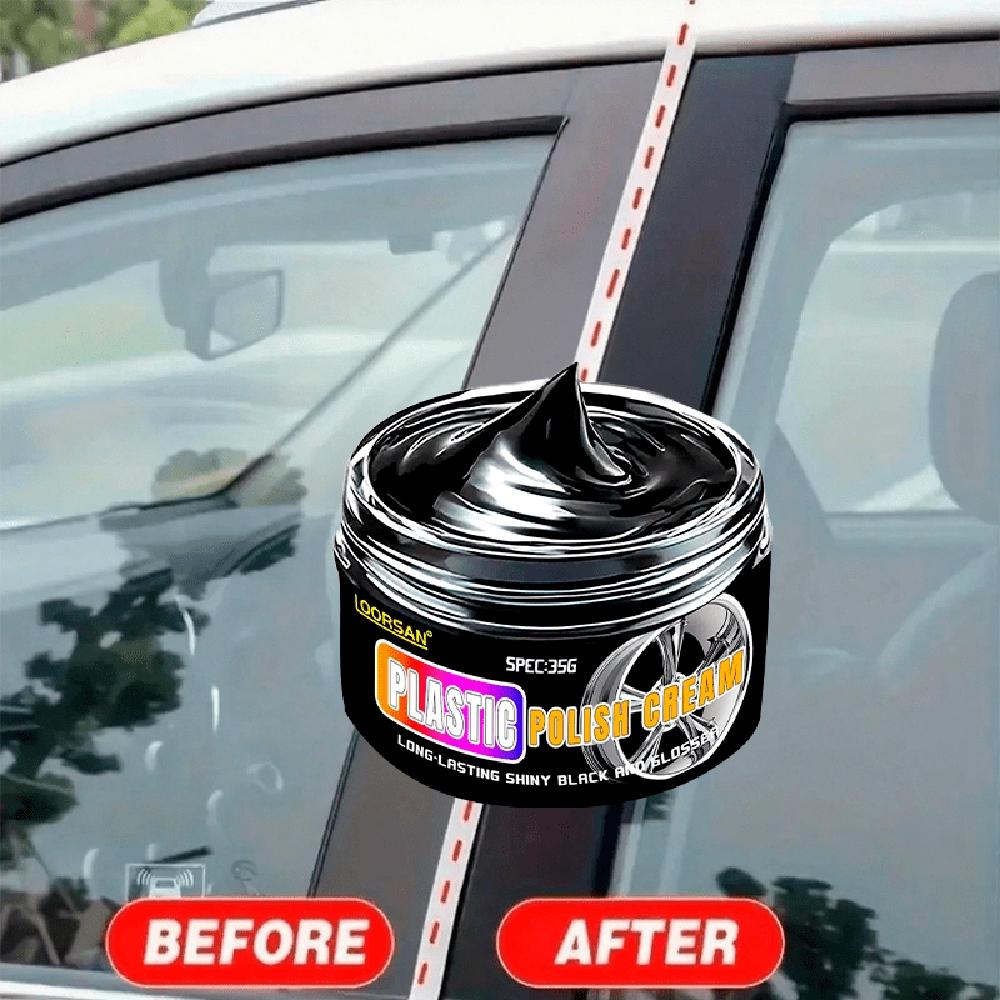 LOORSAN Plastic Polish & Restorer Gel - All-in-One Scratch Repair, Gloss Enhancer & Black Formula for Car Interior Dashboard, Ti